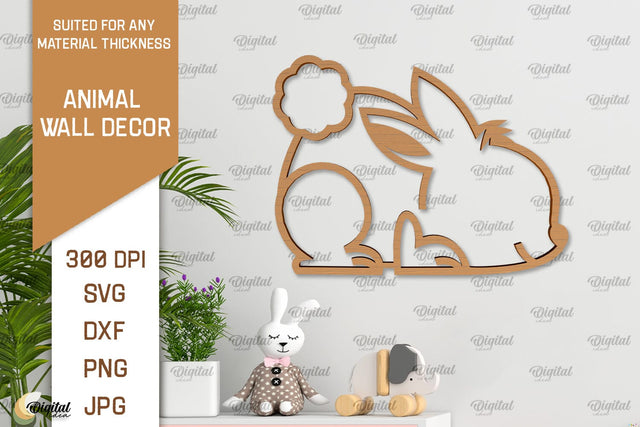 Bunny Wall Decor Laser Cut. Animals Wall Art SVG SVG Evgenyia Guschina 
