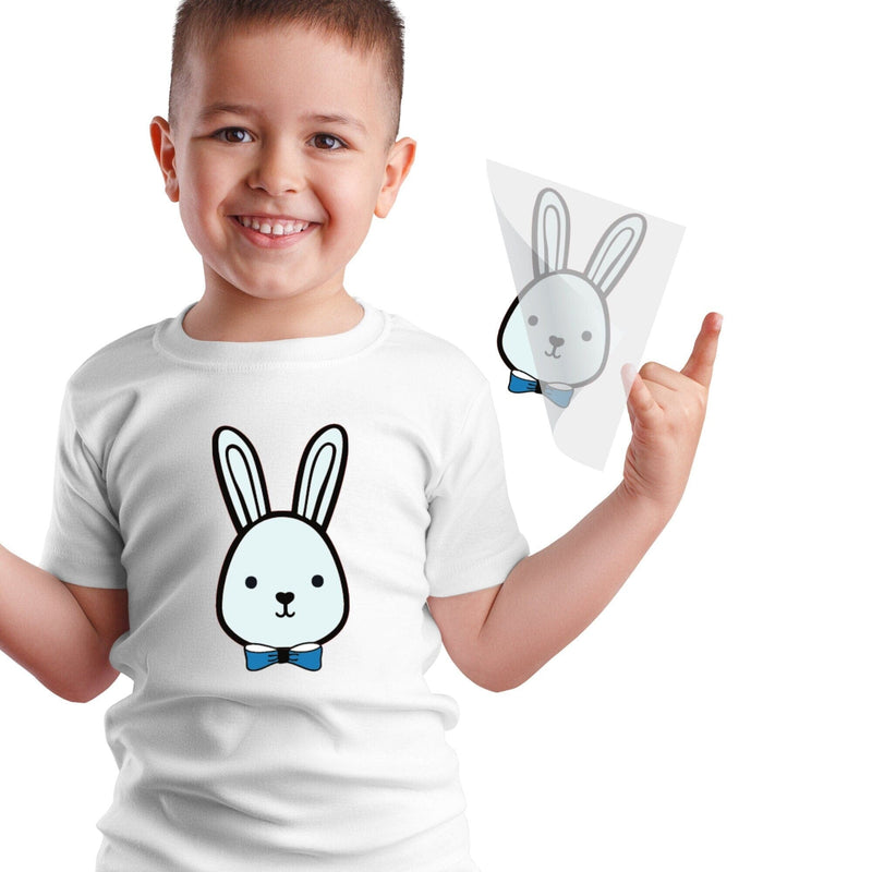 Bunny With Blue Bowtie DTF Transfer Physical So Fontsy T-Shirt Iron-On Transfer Shop 4x4