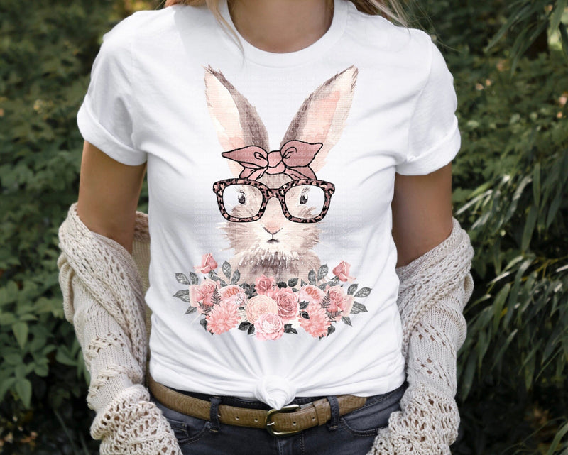Bunny With Bow & Roses PNG Sublimation So Fontsy VIP Design Shop 