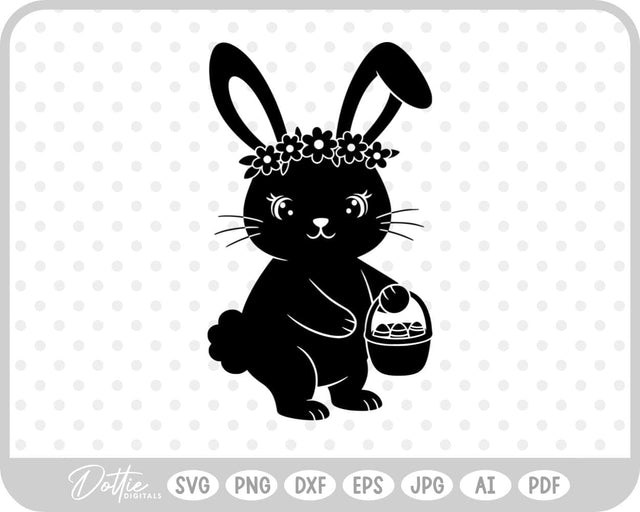 Bunny with Egg Basket SVG DottieDigitals 