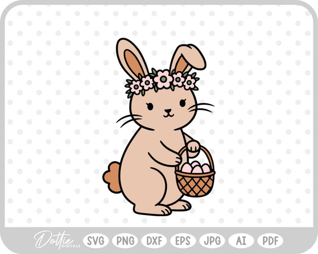 Bunny with Egg Basket SVG DottieDigitals 