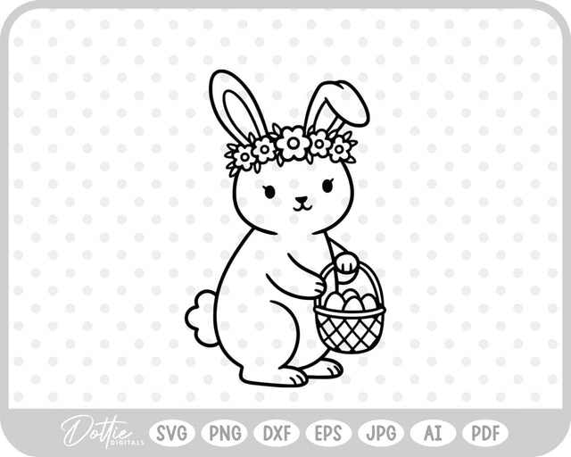 Bunny with Egg Basket SVG DottieDigitals 