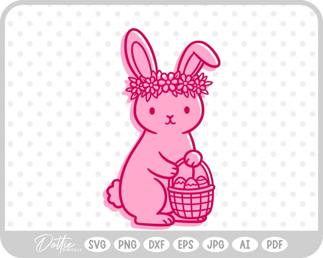 Bunny with Egg Basket SVG DottieDigitals 