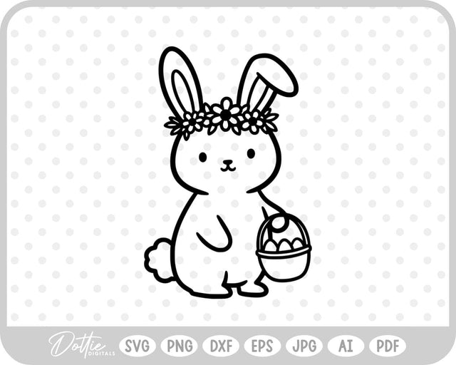 Bunny with Egg Basket SVG DottieDigitals 