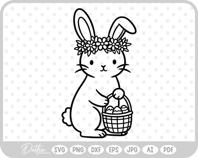 Bunny with Egg Basket SVG DottieDigitals 