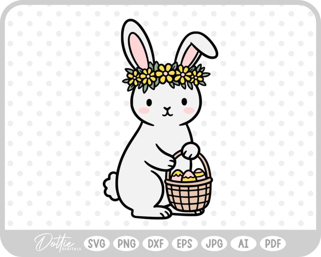 Bunny with Egg Basket SVG DottieDigitals 