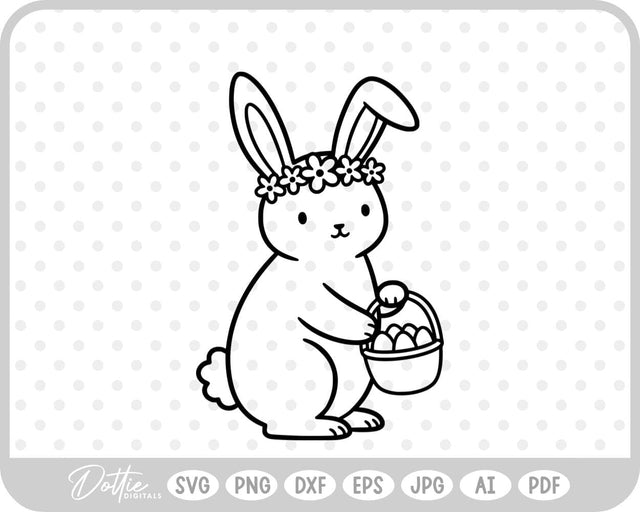 Bunny with Egg Basket SVG DottieDigitals 