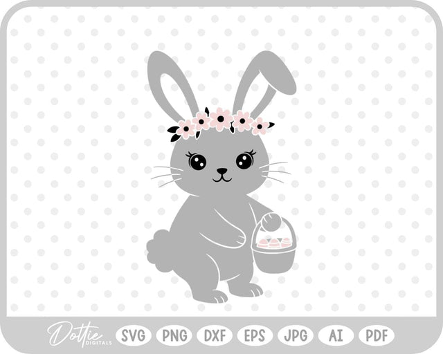 Bunny with Egg Basket SVG DottieDigitals 