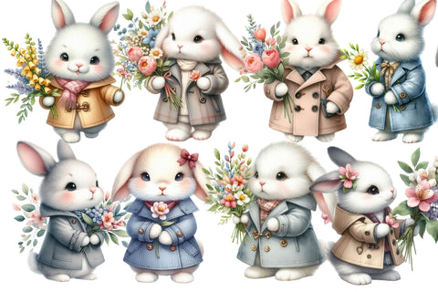 Bunny with Flower Clipart Sublimation Rupkotha 