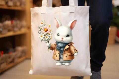 Bunny with Flower Clipart Sublimation Rupkotha 