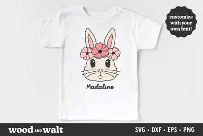 Bunny with Flowers SVG | Girls Easter Bunny SVG SVG Wood And Walt 