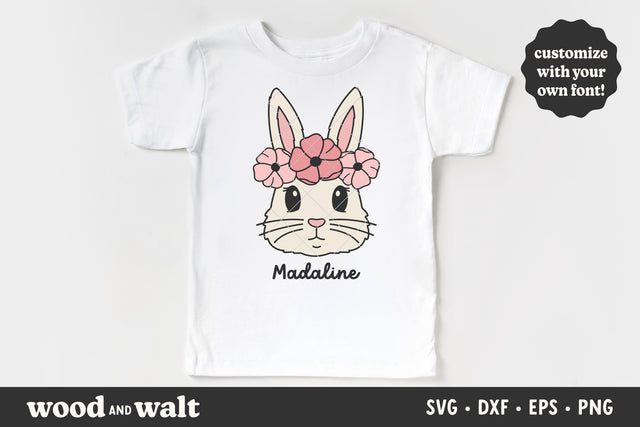 Bunny with Flowers SVG | Girls Easter Bunny SVG SVG Wood And Walt 