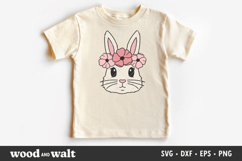 Bunny with Flowers SVG | Girls Easter Bunny SVG SVG Wood And Walt 