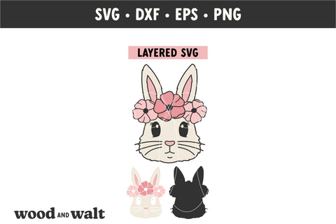 Bunny with Flowers SVG | Girls Easter Bunny SVG SVG Wood And Walt 