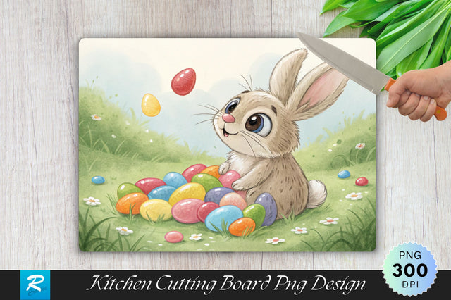 Bunny with Jelly Beans Cutting Board PNG Design Sublimation Regulrcrative 