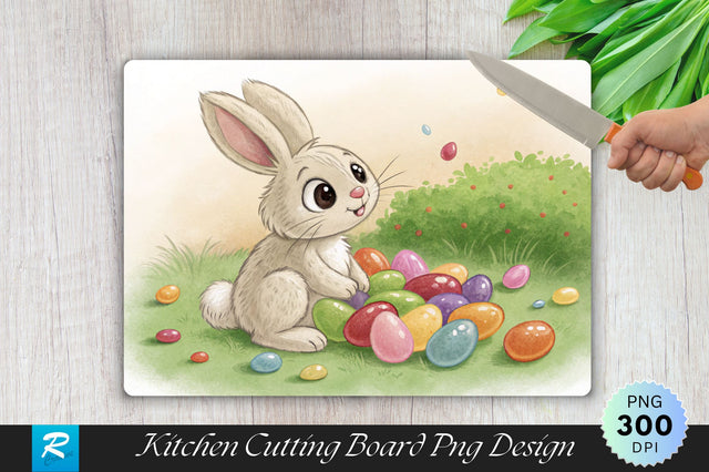 Bunny with Jelly Beans Cutting Board PNG Design Sublimation Regulrcrative 