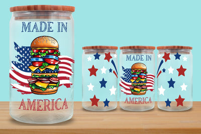 Burger Glass Can Wrap 16oz, America Glass Can Wrap 16 oz SVG zafrans studio 