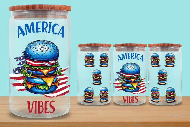 Burger Glass Can Wrap 16oz, America Glass Can Wrap 16 oz SVG zafrans studio 