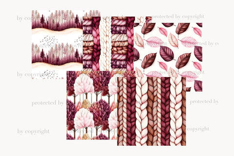 Burgundy Autumn Digital Papers | Fall Seamless Pattern Digital Pattern GlamArtZhanna 