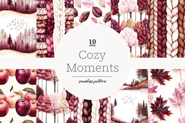 Burgundy Autumn Digital Papers | Fall Seamless Pattern Digital Pattern GlamArtZhanna 