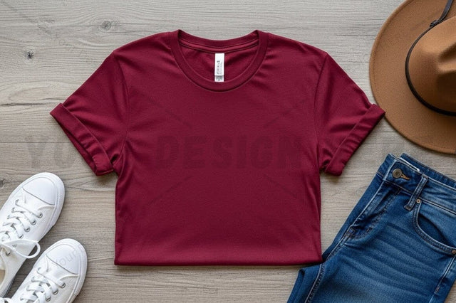 Burgundy crop t-shirt mockup Mock Up Photo Regulrcrative 