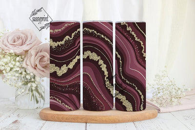 Burgundy Gold Agate 20oz Tumbler Wrap Sublimation sassyprint 