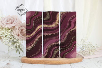 Burgundy Gold Agate 20oz Tumbler Wrap Sublimation sassyprint 