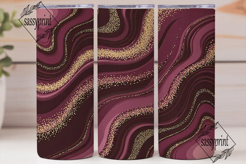 Burgundy Gold Agate 20oz Tumbler Wrap Sublimation sassyprint 