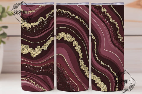 Burgundy Gold Agate 20oz Tumbler Wrap Sublimation sassyprint 