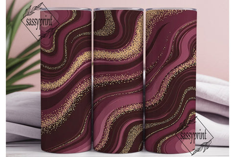 Burgundy Gold Agate 20oz Tumbler Wrap Sublimation sassyprint 