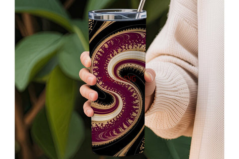 Burgundy Gold Marble 20oz Tumbler Wrap Sublimation DesignSVG 