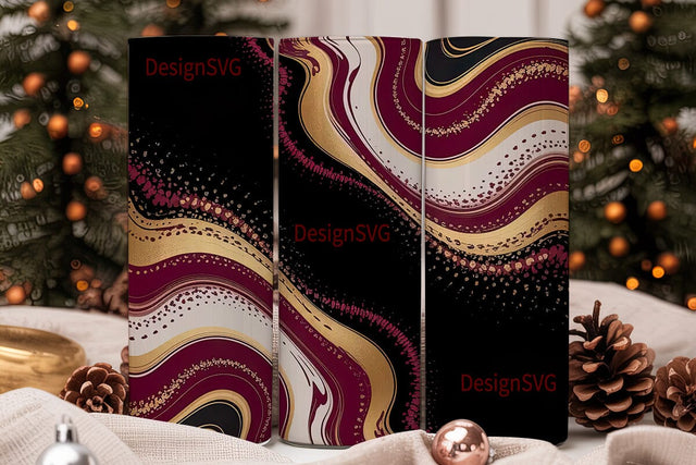 Burgundy Gold Marble 20oz Tumbler Wrap Sublimation DesignSVG 
