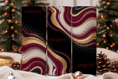 Burgundy Gold Marble 20oz Tumbler Wrap Sublimation DesignSVG 