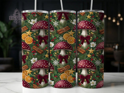 Burgundy Mushroom Holiday 20oz Tumbler, Burgundy Mushroom, Mushroom Holiday, Holiday Mushroom, Mushroom Tumbler, 20oz Tumbler, Burgundy Tumbler, Tumbler Wrap Sublimation SvggirlplusArt 