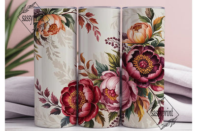 Burgundy Peony Watercolor Tumbler Wrap Sublimation sassyprint 