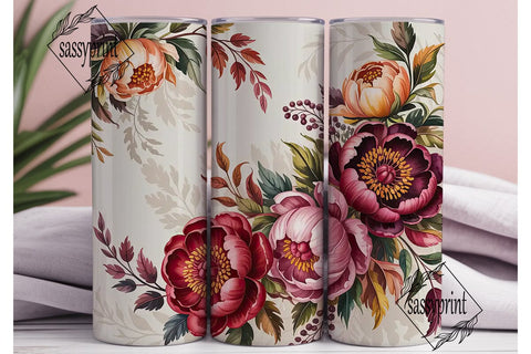 Burgundy Peony Watercolor Tumbler Wrap Sublimation sassyprint 