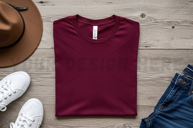 Burgundy t-shirt mockup design Mock Up Photo Regulrcrative 