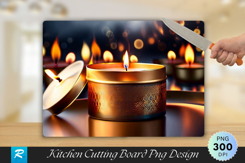 Burning Candle Background Cutting Board Sublimation Regulrcrative 
