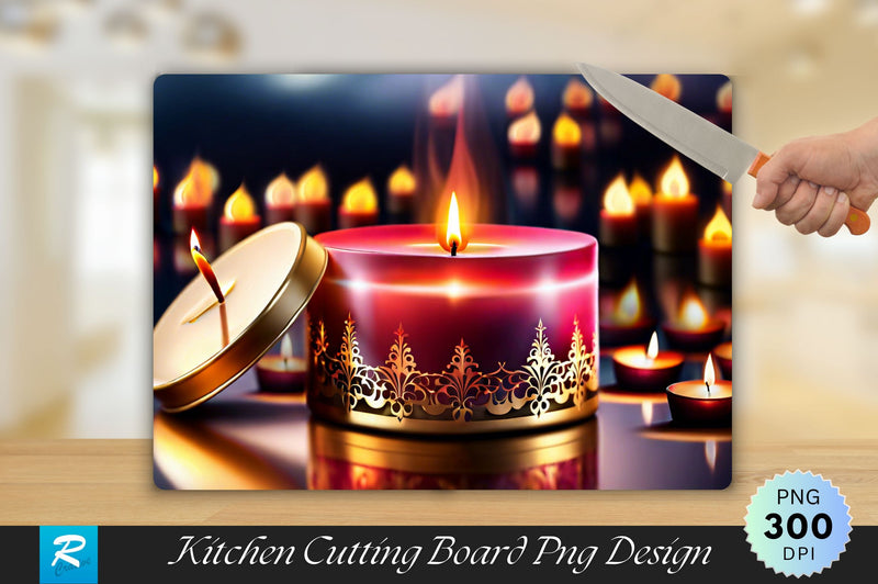 Burning Candle Background Cutting Board Sublimation Regulrcrative 
