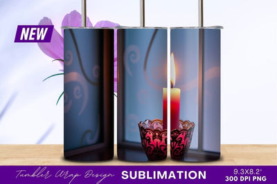 Burning candle in ornate tumbler png image Sublimation Regulrcrative 