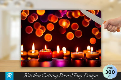 Burning Candles with Bokeh Background Cutting Board Sublimation Regulrcrative 