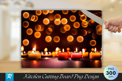 Burning Candles with Bokeh Background Cutting Board Sublimation Regulrcrative 