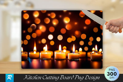 Burning Candles with Bokeh Background Cutting Board Sublimation Regulrcrative 