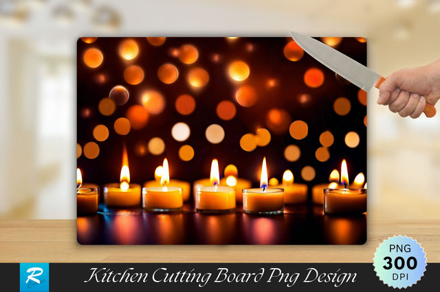 Burning Candles with Bokeh Background Cutting Board Sublimation Regulrcrative 