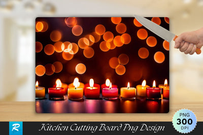 Burning Candles with Bokeh Background Cutting Board Sublimation Regulrcrative 
