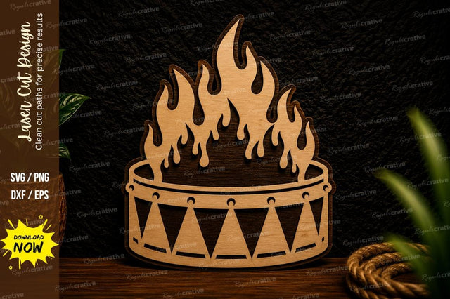 Burning Drum Ornament Laser Cut Svg Design SVG Regulrcrative 