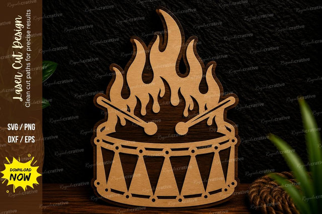 Burning Percussion Drum Laser Cut Svg Design SVG Regulrcrative 