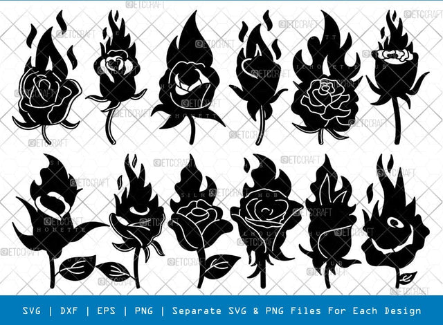 Burning Rose Svg Cricut Cut Files Png Bundle SVG ETC Craft 