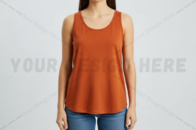 Burnt orange sleeveless blouse Mock Up Photo Regulrcrative 