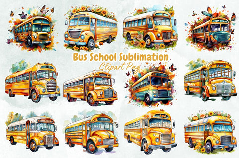 Bus School Sublimation Clipart Bundle Sublimation Designangry 